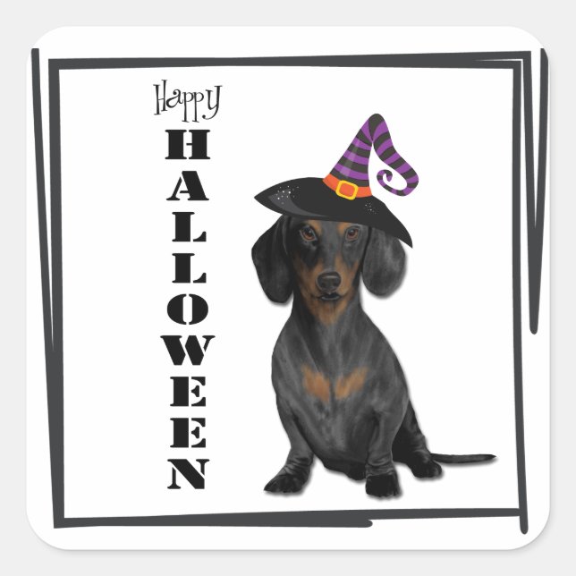 Sticker Carré Chien d'Halloween Dachshund (Devant)