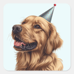 Sticker Carré Chien d'or de l'épreuve d'anniversaire