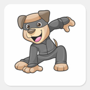 Sticker Carré Chien en costume Ninja