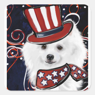 Sticker Carré Chien Esquimau Américain