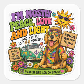 Sticker Carré Chien Hippy