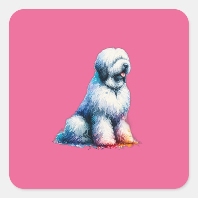 Sticker Carré Chien Komondor (Devant)