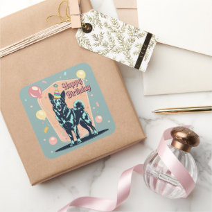 Sticker Carré Chien Malinois Belge Coloré