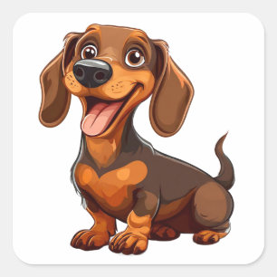 Sticker Carré Chien mignon de dessin animé