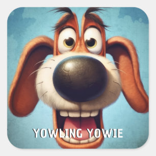 Sticker Carré Chien monstre drôle : Yowling Yowie