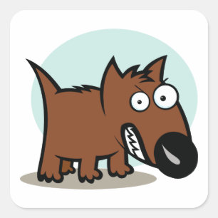 Sticker Carré Chien moyen grognant
