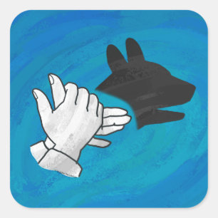 Sticker Carré Chien Ombré sur bleu
