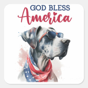 Sticker Carré Chien patriote-Dogue allemand
