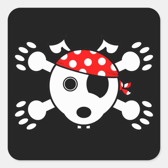 Sticker Carré Chien pirate (Devant)