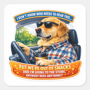 Sticker Carré Chien Retriever Doré Comique Humour Art Memes Drôl