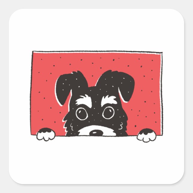 Sticker Carré Chien Schnauzer (Devant)