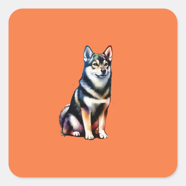 Sticker Carré Chien suédois Vallhund (Devant)