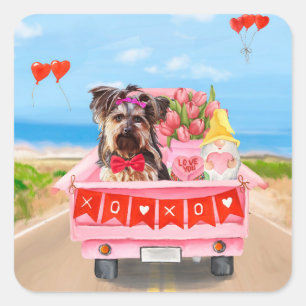 Sticker Carré Chien Terrier du Yorkshire Camion de la Saint-Vale