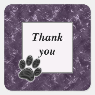Sticker Carré Chien Walker Merci violet Empreinte de patte Anima