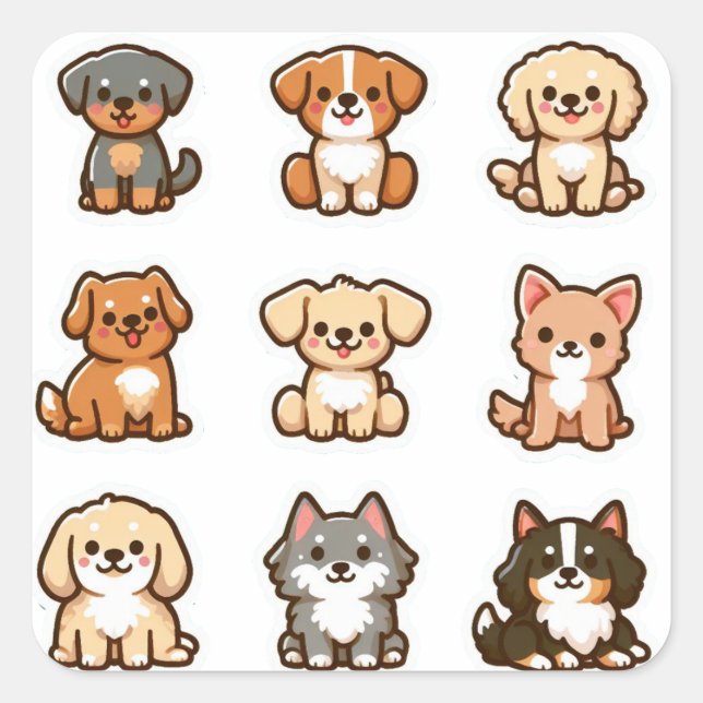 Sticker Carré Chiens (Devant)