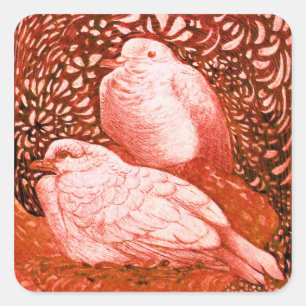 STICKER CARRÉ CHIENS BLANCS EN ROUGE