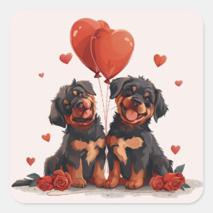 Sticker Carré Chiens rotules de la Saint-Valentin