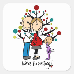 Sticker Carré Chiffres de bâton Fille des parents attendus