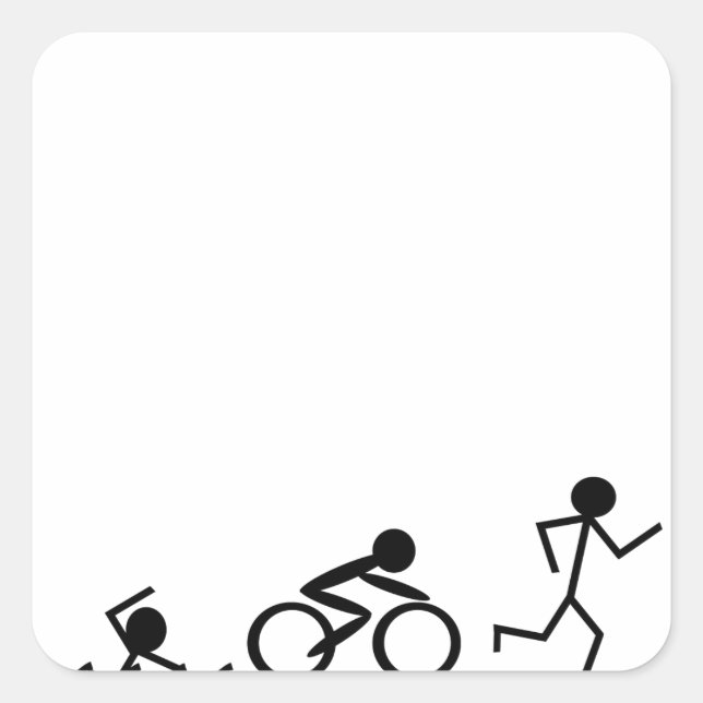Sticker Carré Chiffres des bâtons de triathlon (Devant)