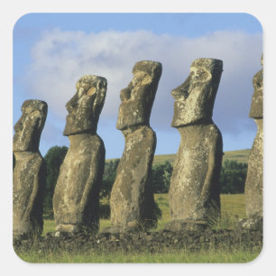 Sticker Carré Chili, Île de Pâques, Rapa Nui, Ahu Akivi