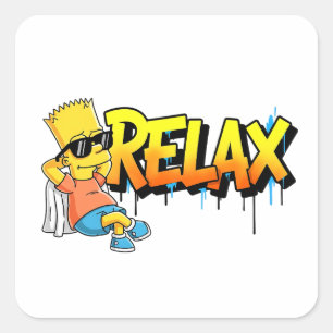 Sticker Carré Chill Bart Relax Graffiti de Style Urbain Graphiqu