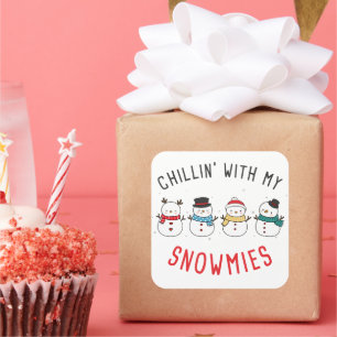 Sticker Carré Chillin avec mes neiges - Funky Silly Christmas