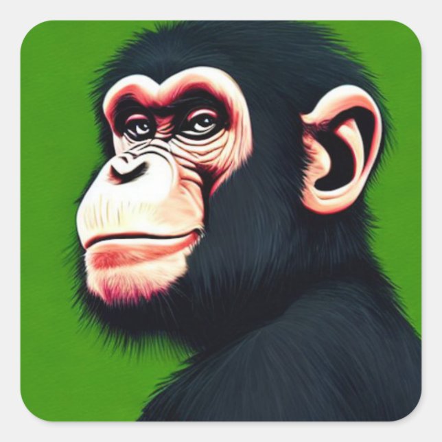 Sticker Carré Chimpanzé (Devant)