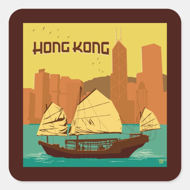 Sticker Carré Chine | Hong Kong (Devant)