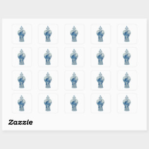 Sticker Carré Chinoiserie Bleu Blanc Ginger jarres
