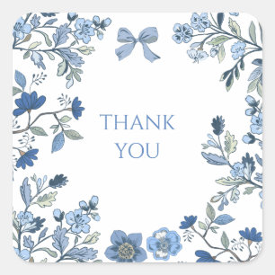 Sticker Carré Chinoiserie Bleue et Blanche