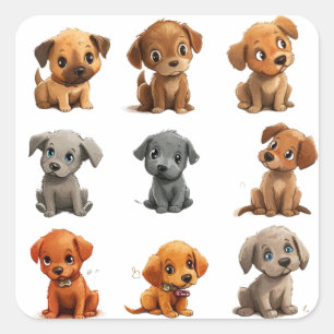 Sticker Carré Chiots 