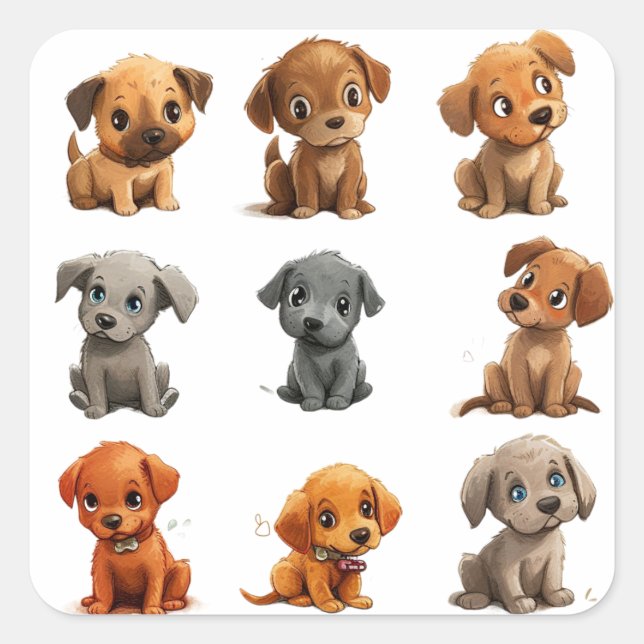 Sticker Carré Chiots  (Devant)