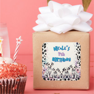 Sticker Carré Chiots Dalmatiens Fantaisistes Anniversaire Person