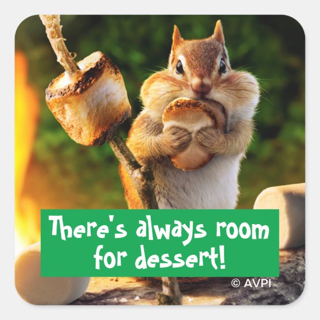 Sticker Carré Chipmunk Manger Marshmallow (Devant)