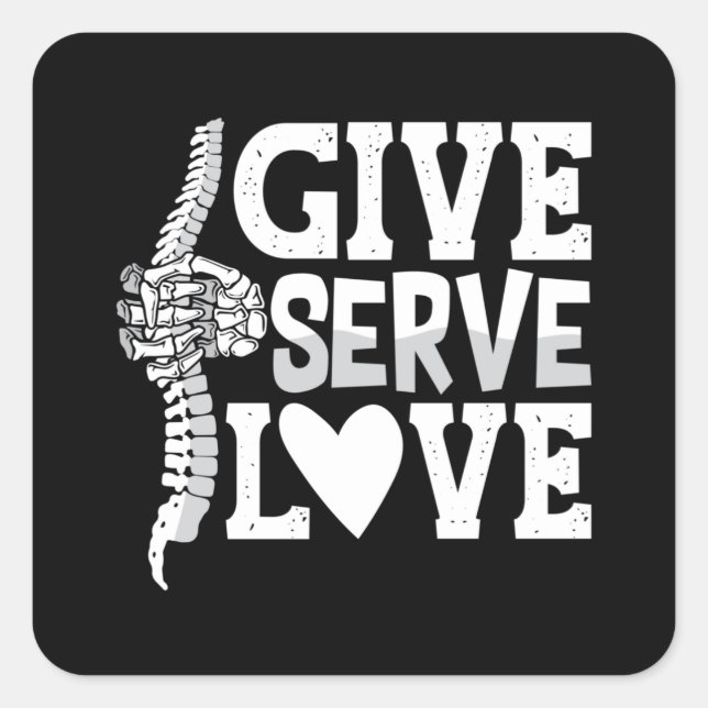 Sticker Carré Chiropratique Donner Serve Amour Spine Chiropracto (Devant)