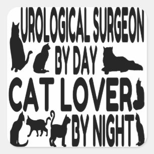Sticker Carré Chirurgien Urologique Amoureux des chats
