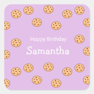 Sticker Carré Chocolat chips biscuits d'anniversaire violet