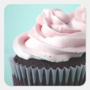 Sticker Carré Chocolat Cupcake Rose Vanille Frosting