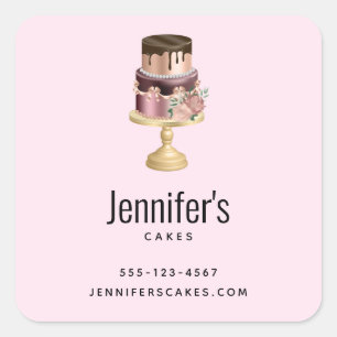 Sticker Carré Chocolat Drives et Rose Gold Luxury Cake Business