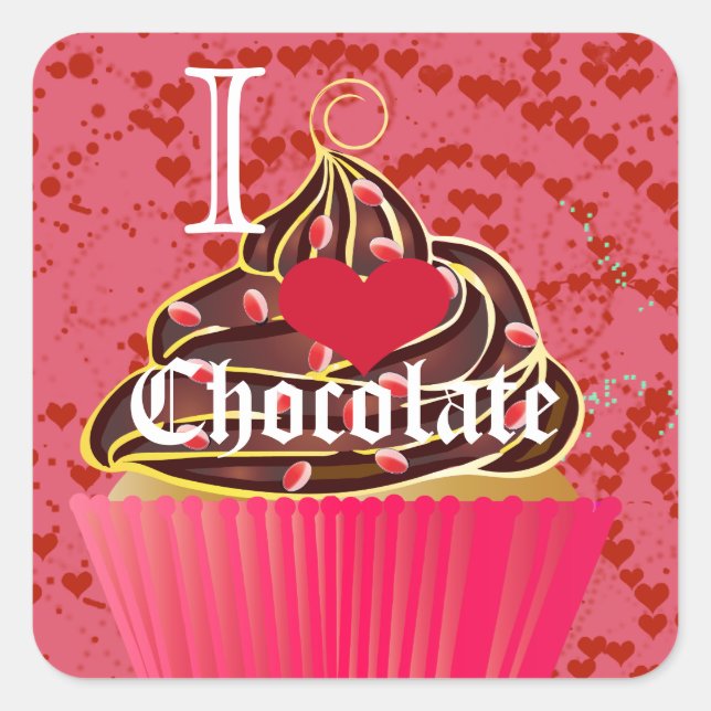 Sticker Carré Chocolat du coeur - J'aime le chocolat (Devant)