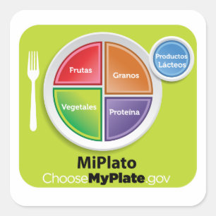 Sticker Carré Choisissez l'autocollant espagnol de MyPlate -