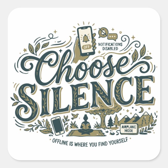 Sticker Carré Choisissez le Silence (Devant)