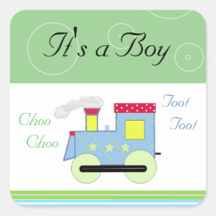 Sticker Carré Choo Choo Train Baby Boy