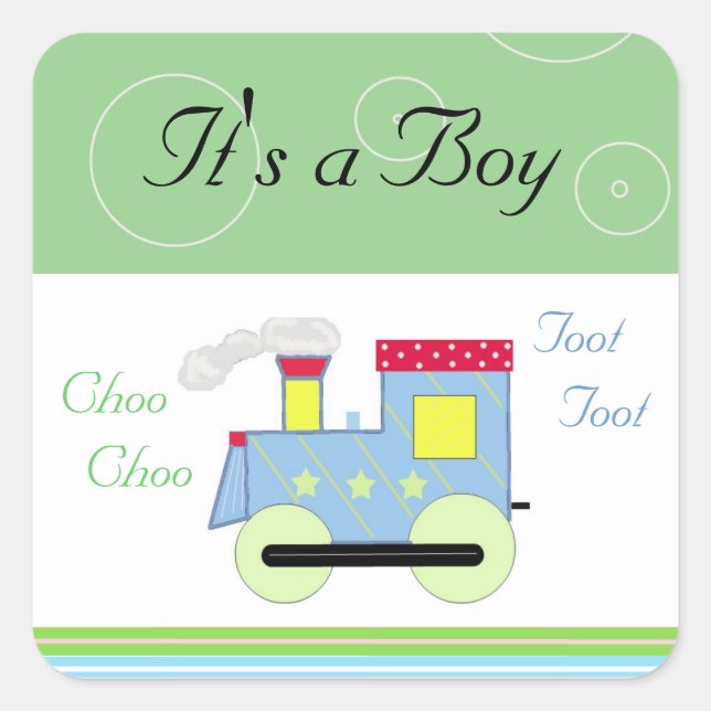 Sticker Carré Choo Choo Train Baby Boy (Devant)