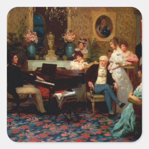 Sticker Carré Chopin Jouer le piano