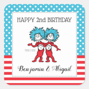 Sticker Carré Chose 1 Chose 2   Anniversaire des jumeaux