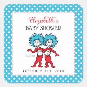 Sticker Carré Chose 1 Chose 2   Baby shower jumeaux