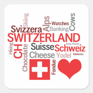 Sticker Carré Choses suisses préférées - amour Suisse d'I
