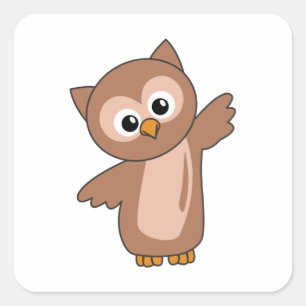 Sticker Carré Chouette Animaux Doux Pour Enfants Chouettes Oisea