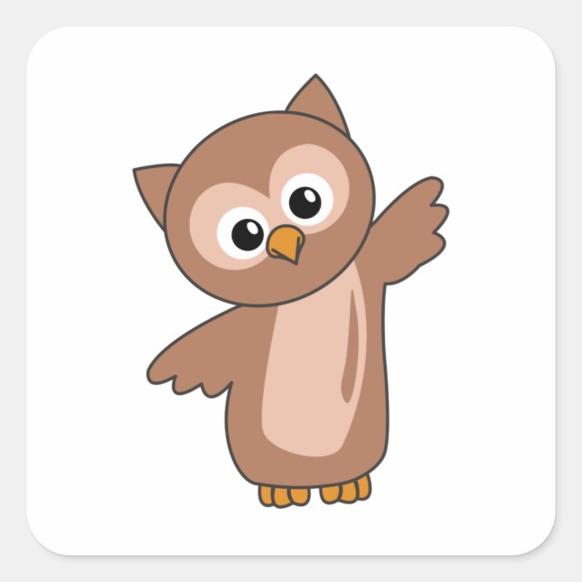 Sticker Carré Chouette Animaux Doux Pour Enfants Chouettes Oisea (Devant)